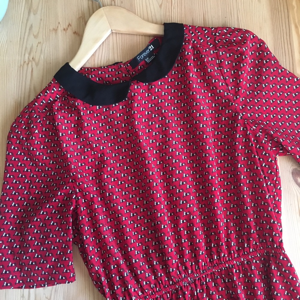 Forever21 Red Horse Print Peter Pan Collar Dress